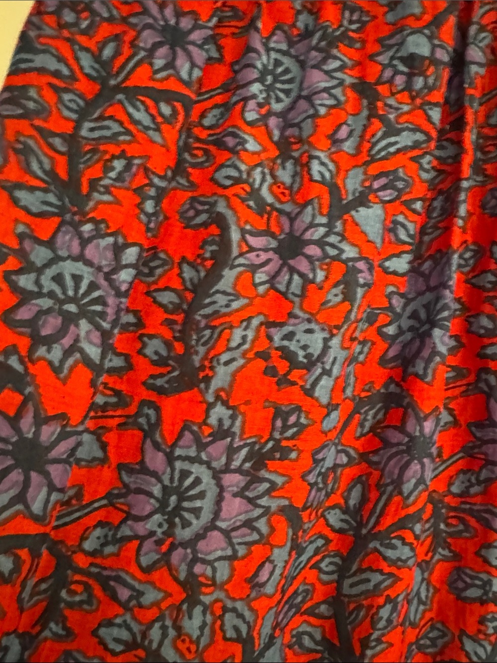 Roller Rabbit Red Maxi Skirt with Blue Floral Print - Picture 2 of 4